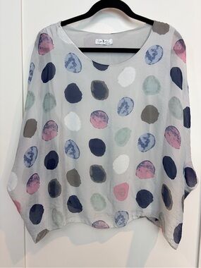 Gigi Moda Made in Italy Silk Blend Polka Dot Tunic Top